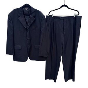Fabrini Vintage Hand Tailored Italian Mens Black Formal Tuxedo Suit Jacket Pants